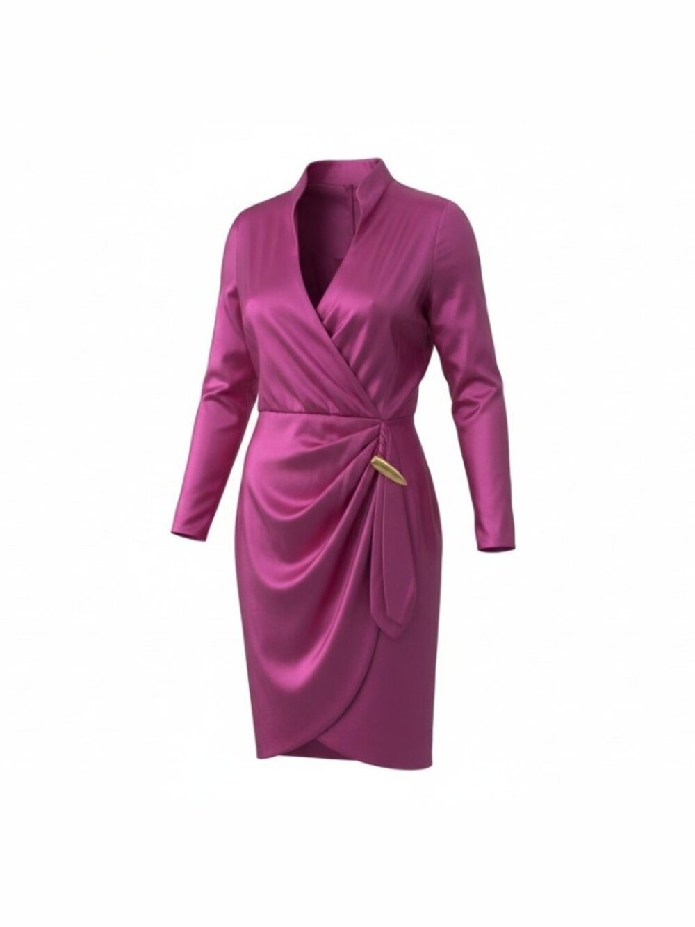 Vintage 80s 100% Silk Pink Long Sleeve Sexy Wrap Dress Holiday Party Size 8